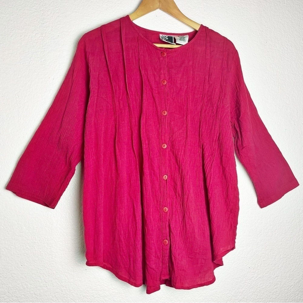 PHOOL Pink Textured Cotton Top